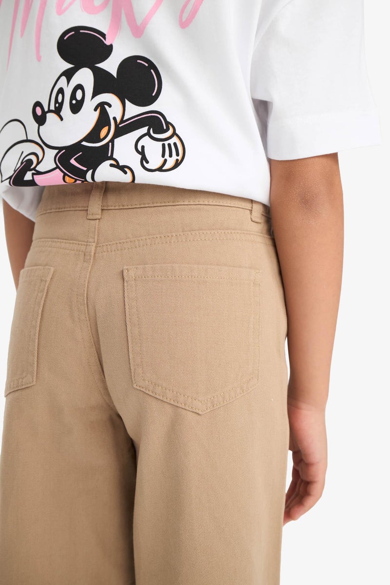 DeFacto Beige Girl Girl Wide Leg Cotton Trousers Casual - Image 5